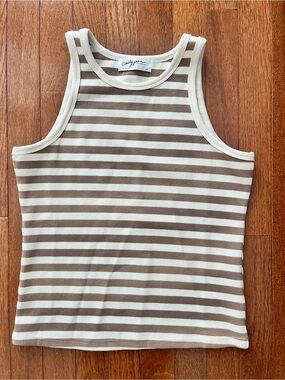 CJLA Waffle Knit Tank Cafe Brown & Cream